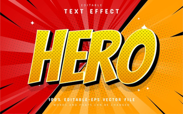 Efecto de texto de héroe estilo cómic