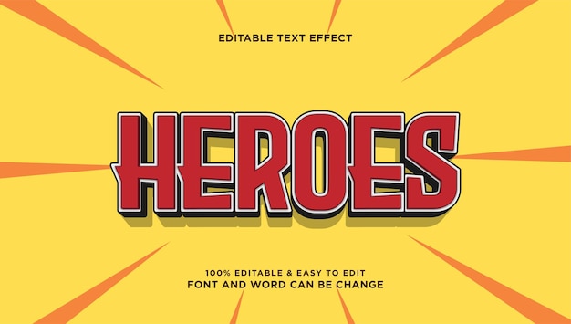 Efecto de texto de héroe con estilo vectorial 3D moderno editable