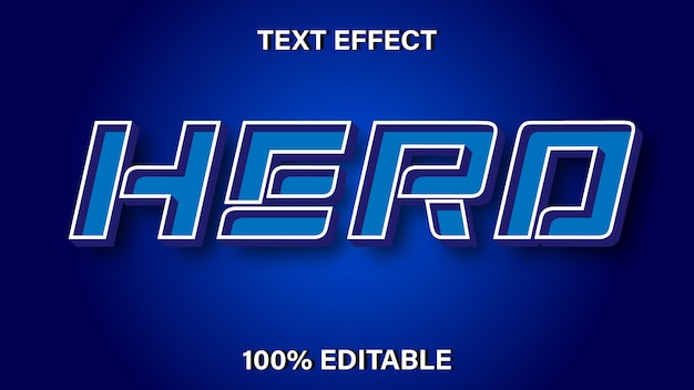 Vector efecto de texto de héroe guerra editable y estilo de texto del héroe