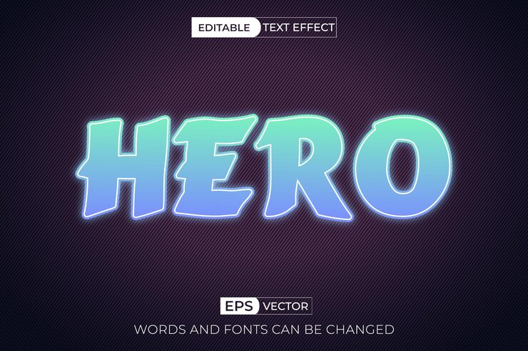 Vector efecto de texto de héroe