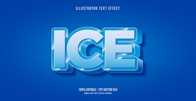 Vector efecto de texto de hielo, estilo de texto editable