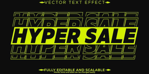 Efecto de texto de hiperventa descuento editable y estilo de texto de oferta
