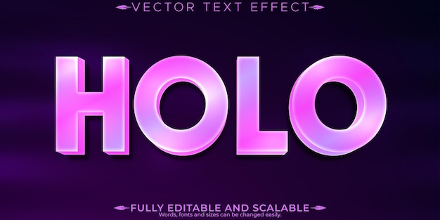 Efecto de texto holo estilo de texto brillante y resplandeciente editable
