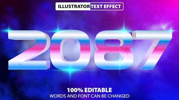 Efecto de texto holográfico de ciencia ficción editable inspirado en la alta tecnología cibernética y espacial