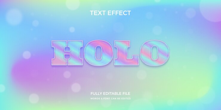 Vector efecto de texto holográfico realista