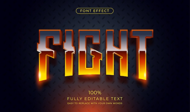 Efecto de texto de hot fight. estilo de fuente editable