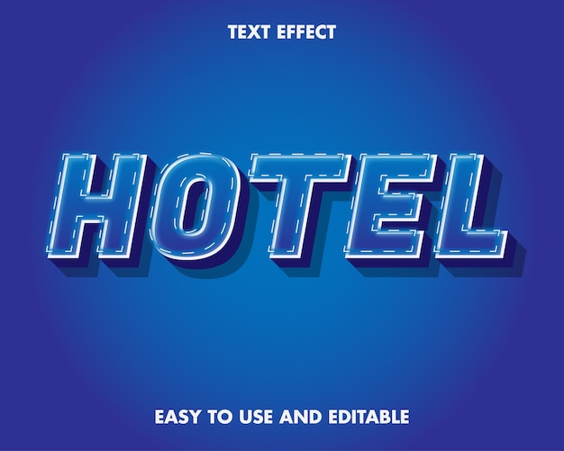 Efecto de texto del hotel. Editable y fácil de usar.