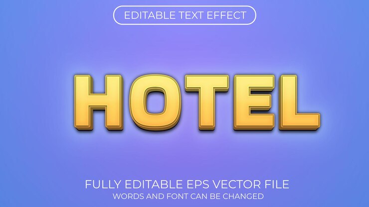 Vector efecto de texto de hotel