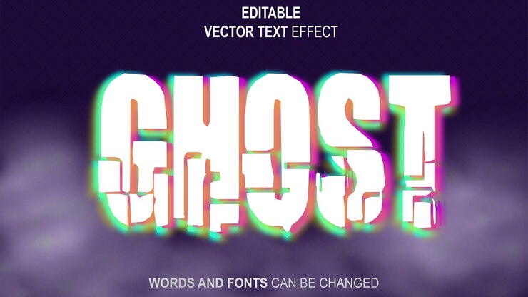 Vector efecto de texto de humo fantasma
