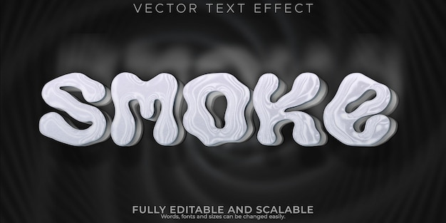 Vector efecto de texto de humo niebla editable y estilo de fuente fantasma