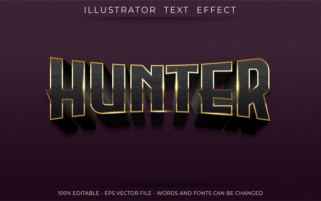 Efecto de texto Hunter, título de texto de estilo 3d editable