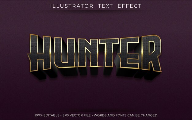 Efecto de texto hunter, título de texto de estilo 3d editable