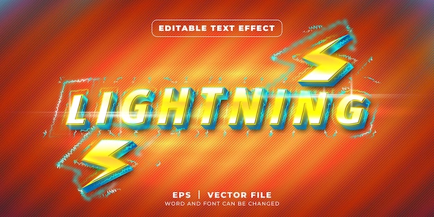Efecto de texto de iluminación Efecto de texto editable de estilo Lightning 3d vector premium