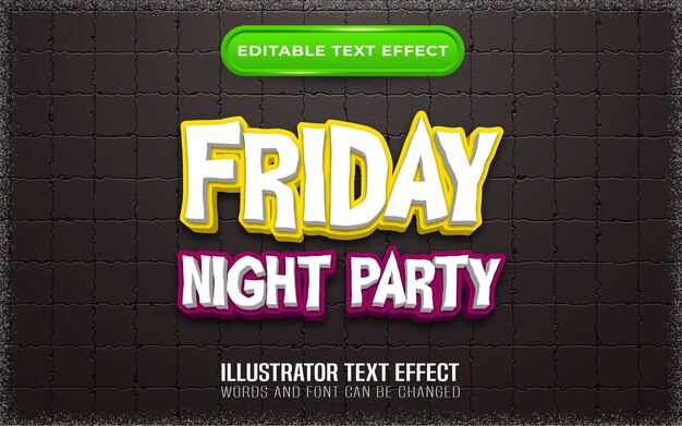 Efecto de texto de ilustración de fiesta de viernes por la noche