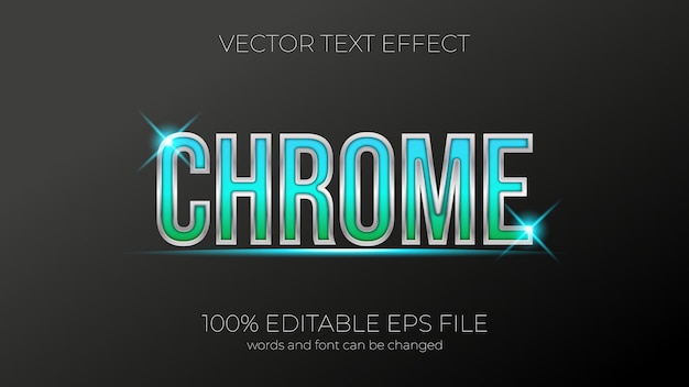 Efecto de texto de la ilustración de vector de cromo