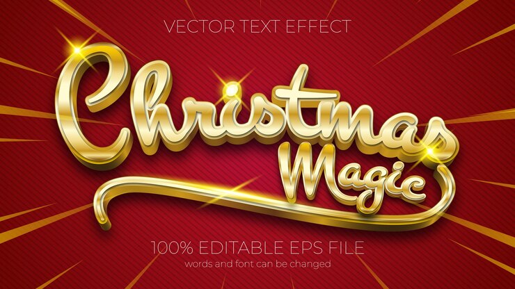 Vector efecto de texto de la ilustración de vector de magia de navidad