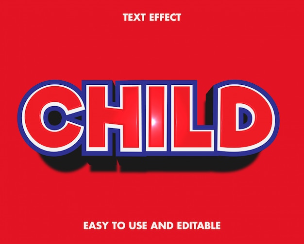 Efecto de texto infantil. Fácil de usar y editable. Prima