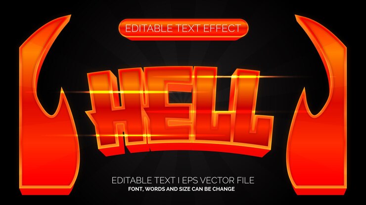 Vector efecto de texto del infierno
