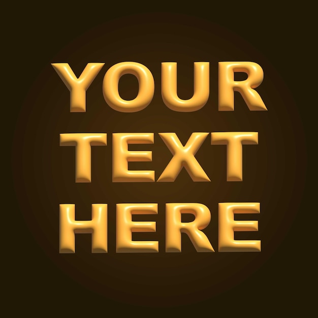 Efecto de texto inflado amarillo 3D editable