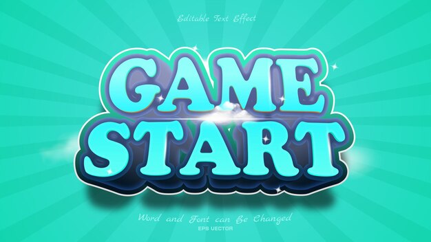 Vector efecto de texto de inicio de juego estilo de fuente de tipografía de letras modernas editable