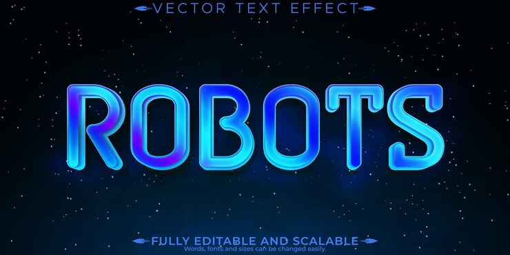 Vector efecto de texto de inteligencia artificial estilo de texto de tecnología y ciencia editable
