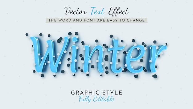 Efecto de texto de invierno Estilo gráfico Mockup vectorial y plantilla Eslogan y marca de la compañía