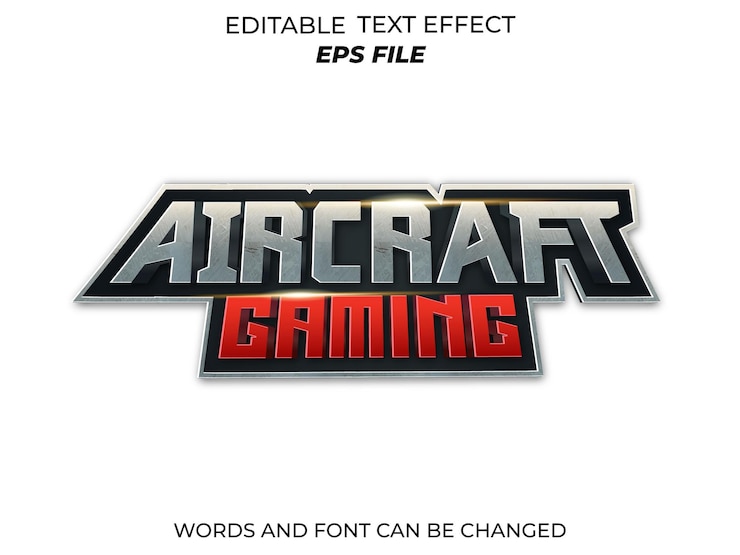 Vector efecto de texto de juego de aviones fuente editable tipografía texto 3d para juego de insignia