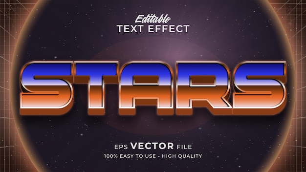 Efecto de texto del juego espacial estilo de texto futurista retro editable