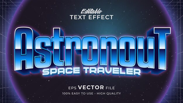 Efecto de texto del juego espacial estilo de texto futurista retro editable