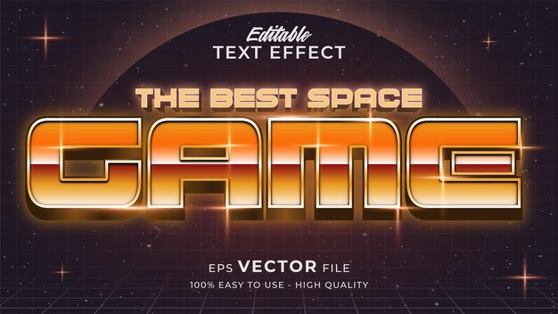 Efecto de texto del juego espacial estilo de texto futurista retro editable