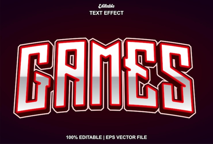 Vector efecto de texto de juegos y editable.