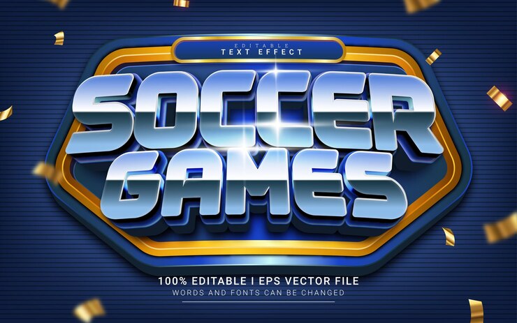 Vector efecto de texto de juegos de fútbol