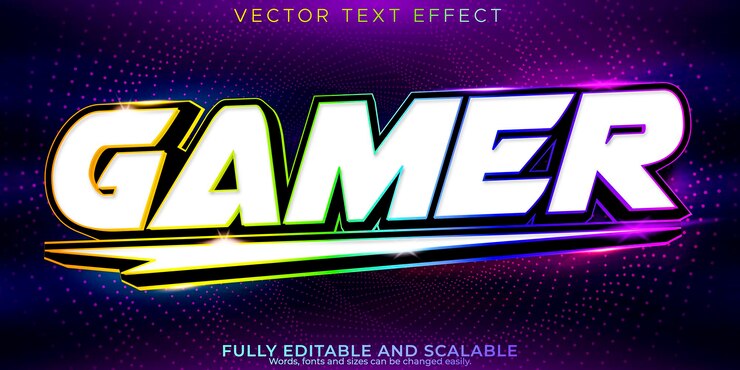 Vector efecto de texto de jugador esport editable y estilo de texto de transmisión