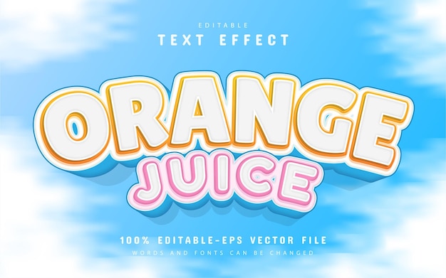 Efecto de texto de jugo de naranja editable