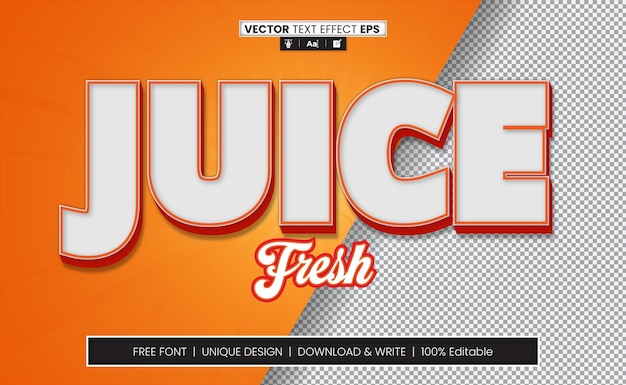 Efecto de texto Juice Freash 3D totalmente editable