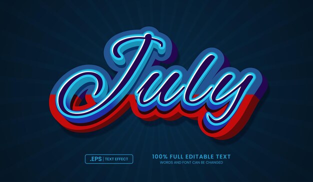 Efecto de texto de julio editable