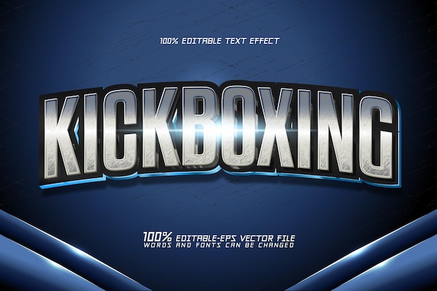 efecto de texto de kickboxing estilo de texto plateado editable