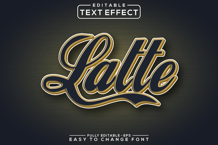 Vector efecto de texto latte 3d editable