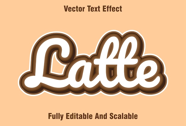 Vector efecto de texto latte editable con fondo marrón