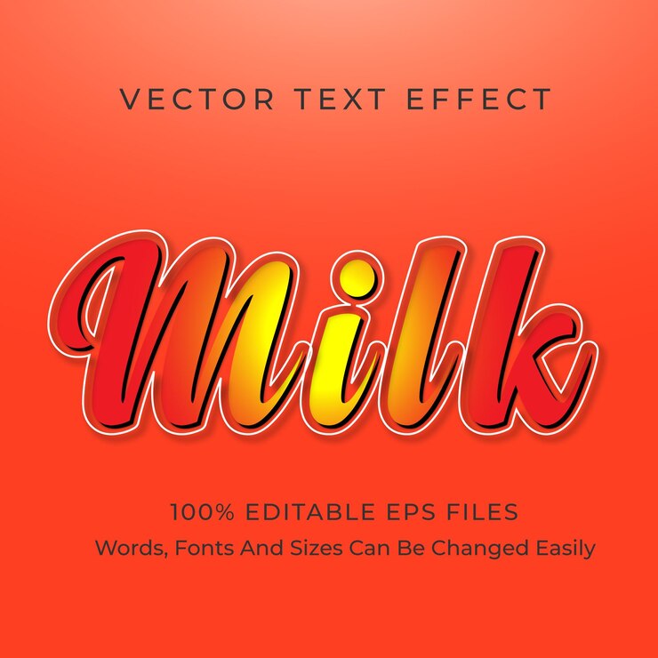 Vector efecto de texto de leche