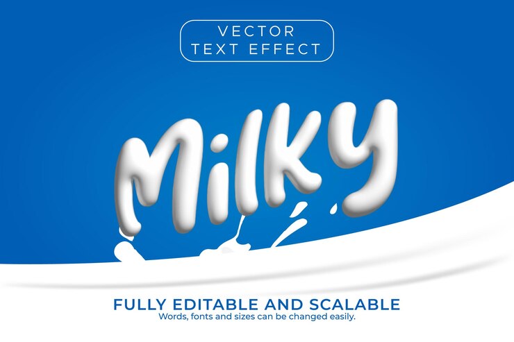Vector efecto de texto lechoso con fondo azul.
