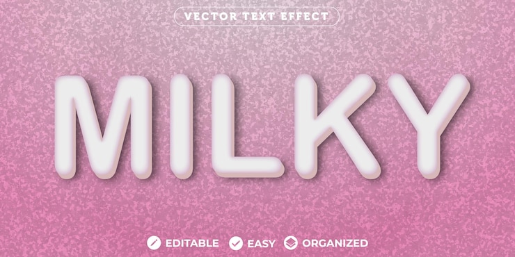 Vector efecto de texto lechosoefecto de texto de fuente totalmente editable