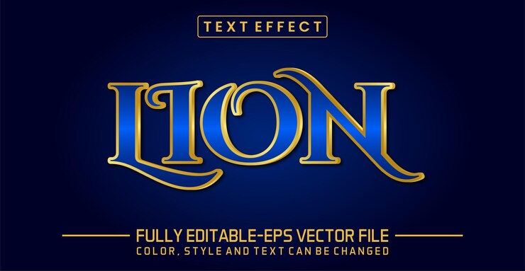 Vector efecto de texto león editable