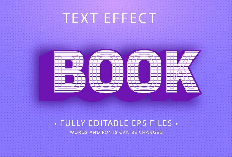 Vector efecto de texto de libro de lujo editable en estilo 3d