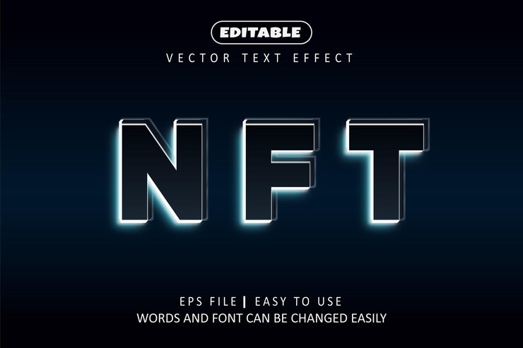 Vector efecto de texto ligero nft