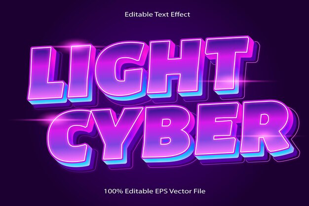 Efecto de texto Light Cyber Editable Estilo de gradiente de dibujos animados en relieve