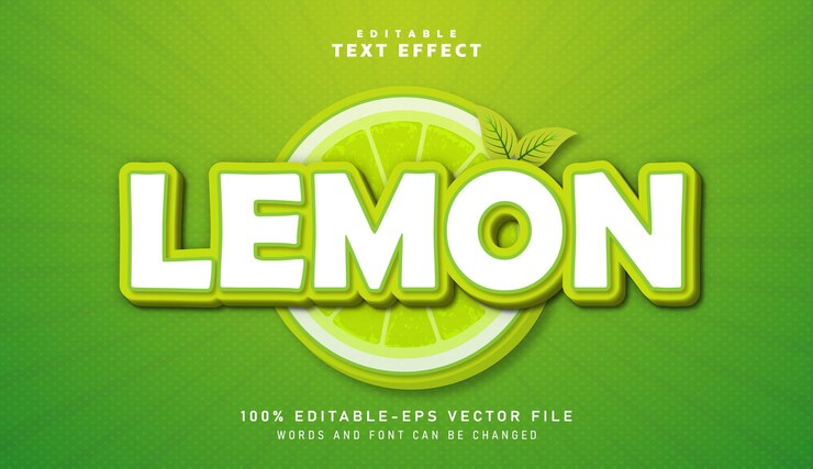 Vector efecto de texto limón 3d - efecto de texto editable