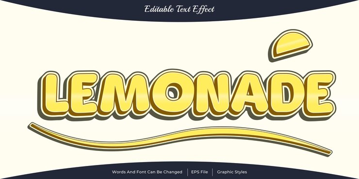 Vector efecto de texto de limonada estilos gráficos tipografía editable arte de palabras título en 3d