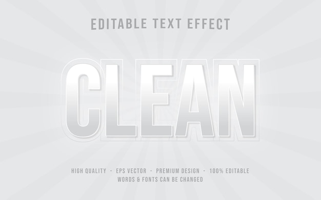 Vector efecto de texto limpio o estilo de efectos de texto editables en 3d limpio o efecto de texto blanco