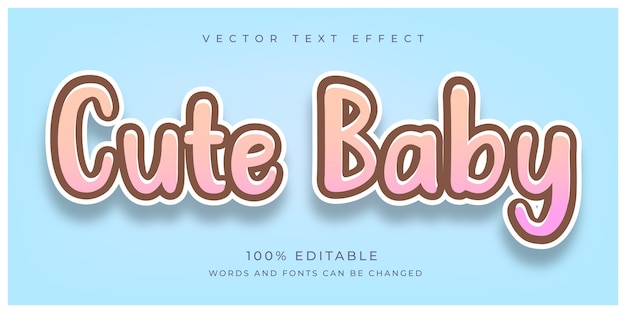 Vector efecto de texto lindo bebé